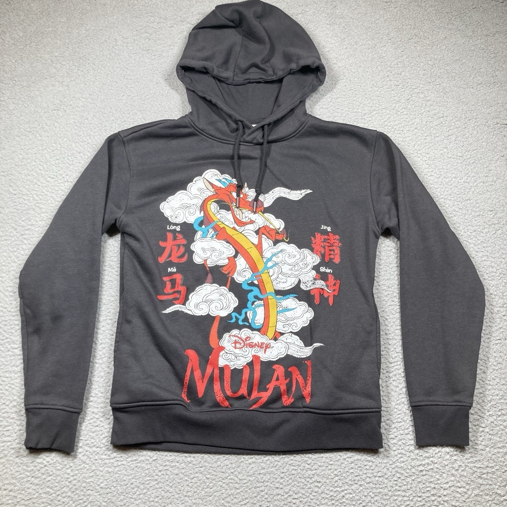 Disney‎ Princess Mulan Hoodie Women's XS Light Black Pullover Sweatshirt Sweater